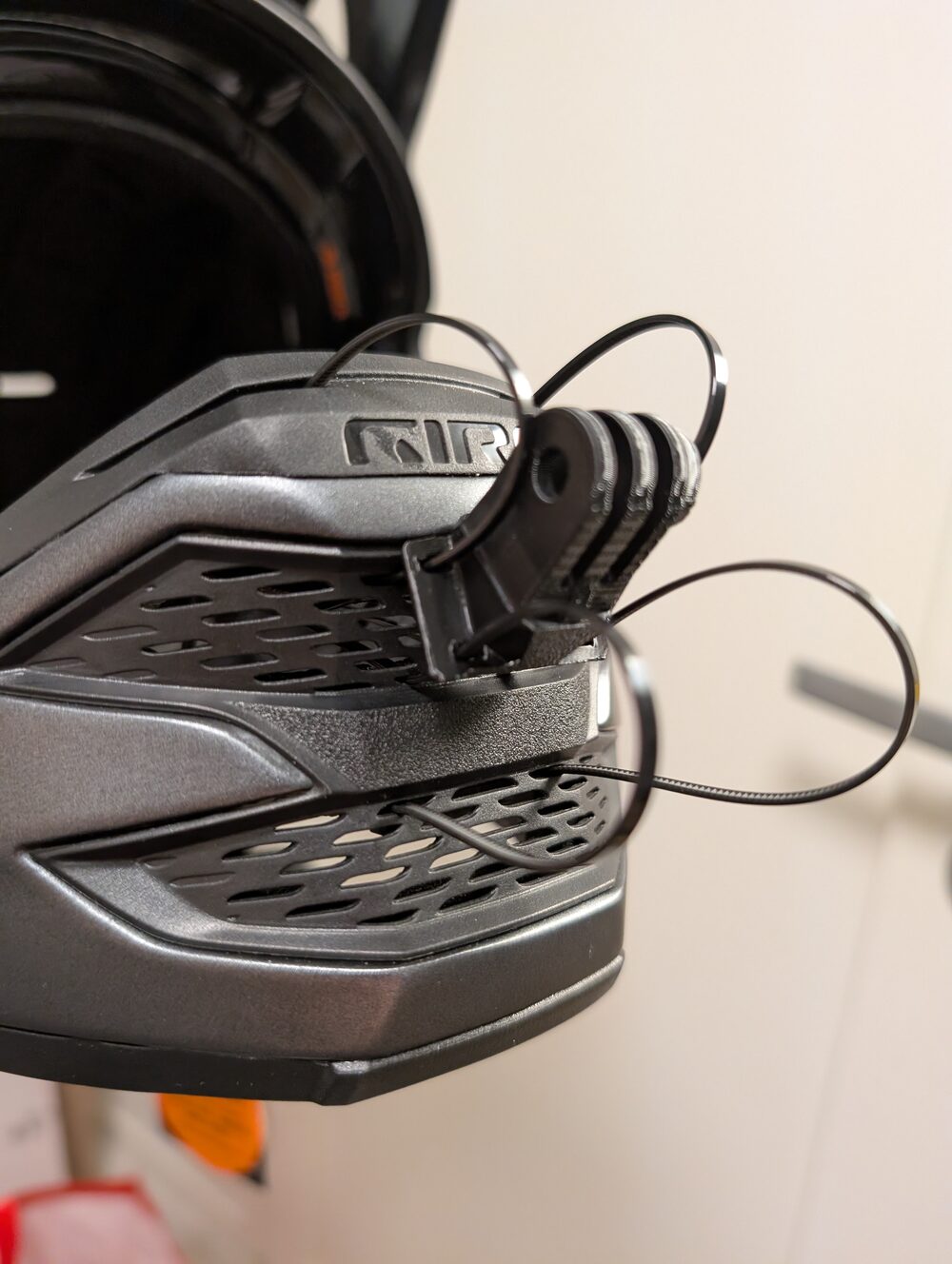 Zipmount fitted to the Giro Insurgent Spherical, zip ties in place
