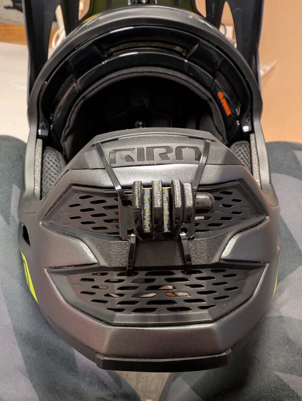 Zipmount fitted to the Giro Insurgent Spherical, zip ties in place