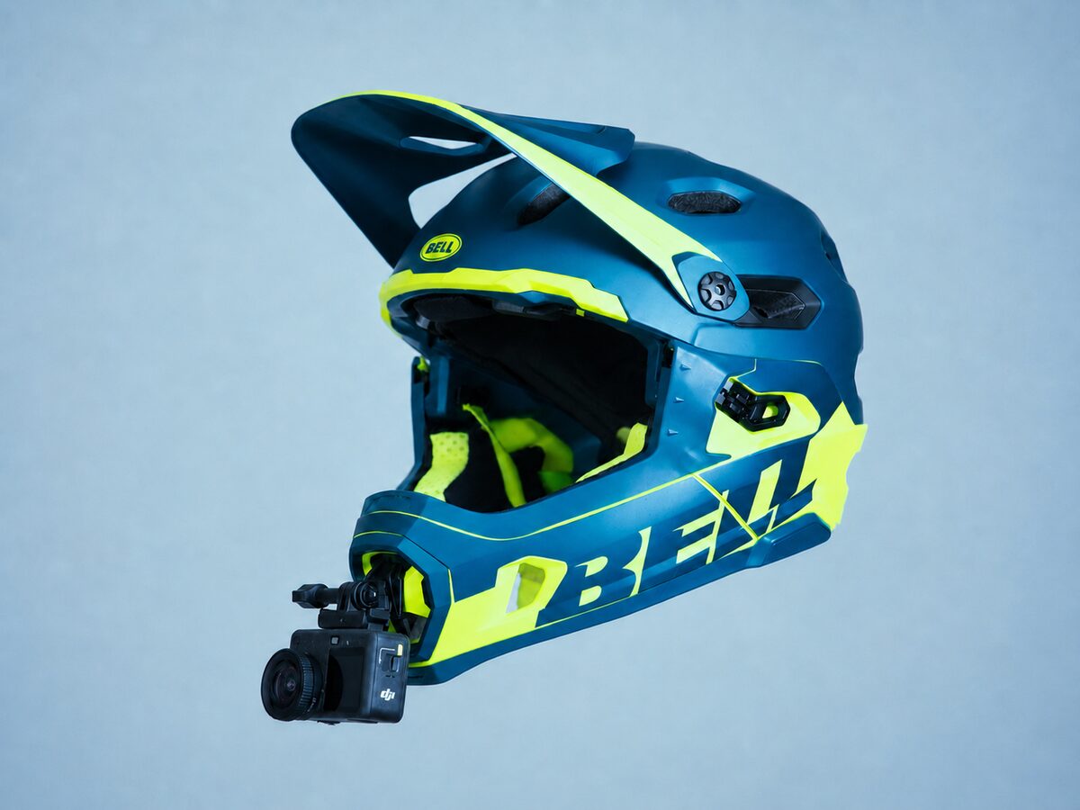 GoPro camera mounted on the Bell Super DH chin mount