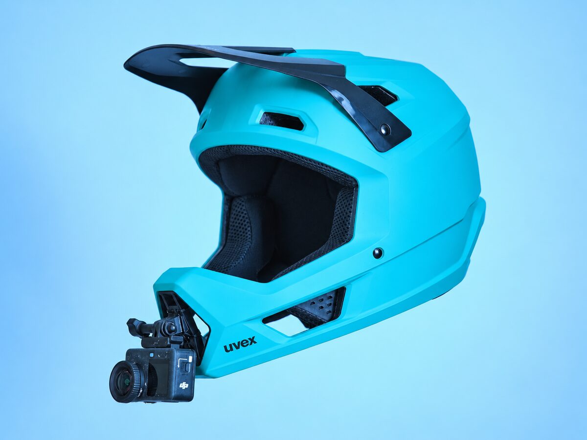 GoPro an der Kinnhalterung des Uvex Ravage montiert