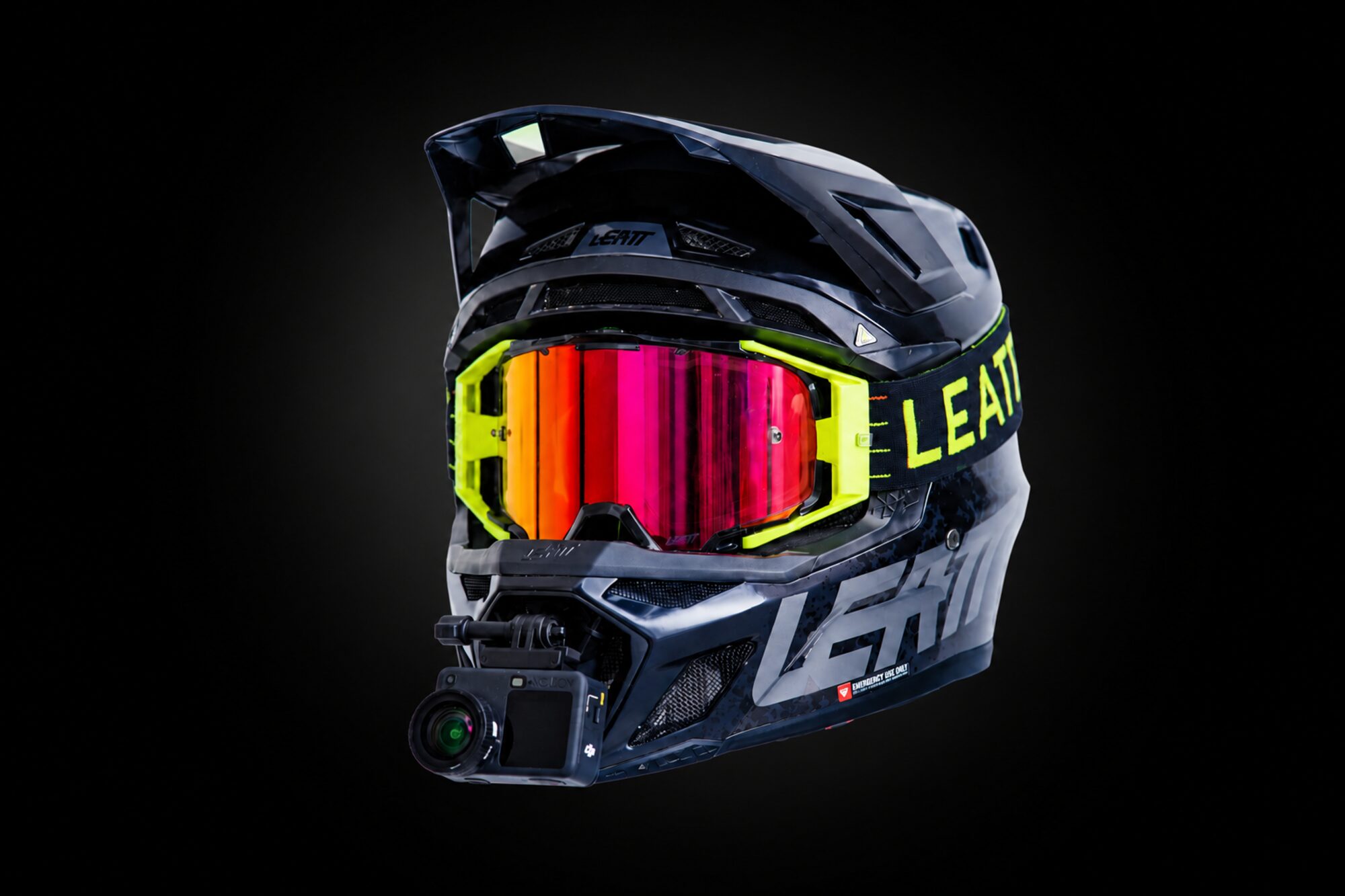 GoPro chin mount on a Leatt Gravity 8.0 full-face MTB helmet